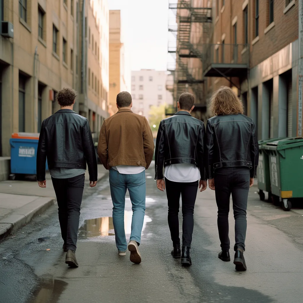 Backfire band walking down an alley